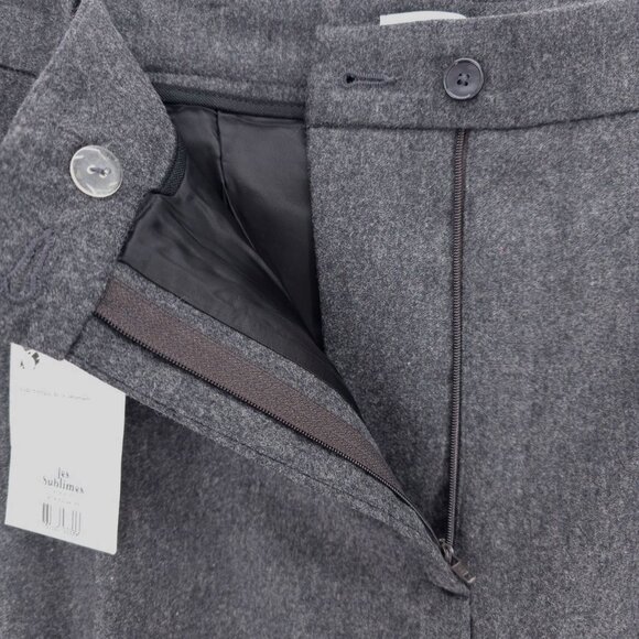 NWT LES SUBLIMES Gray Pleated VIC Flannel Pants Palazzo Wide Leg Size 44 - Picture 5 of 9